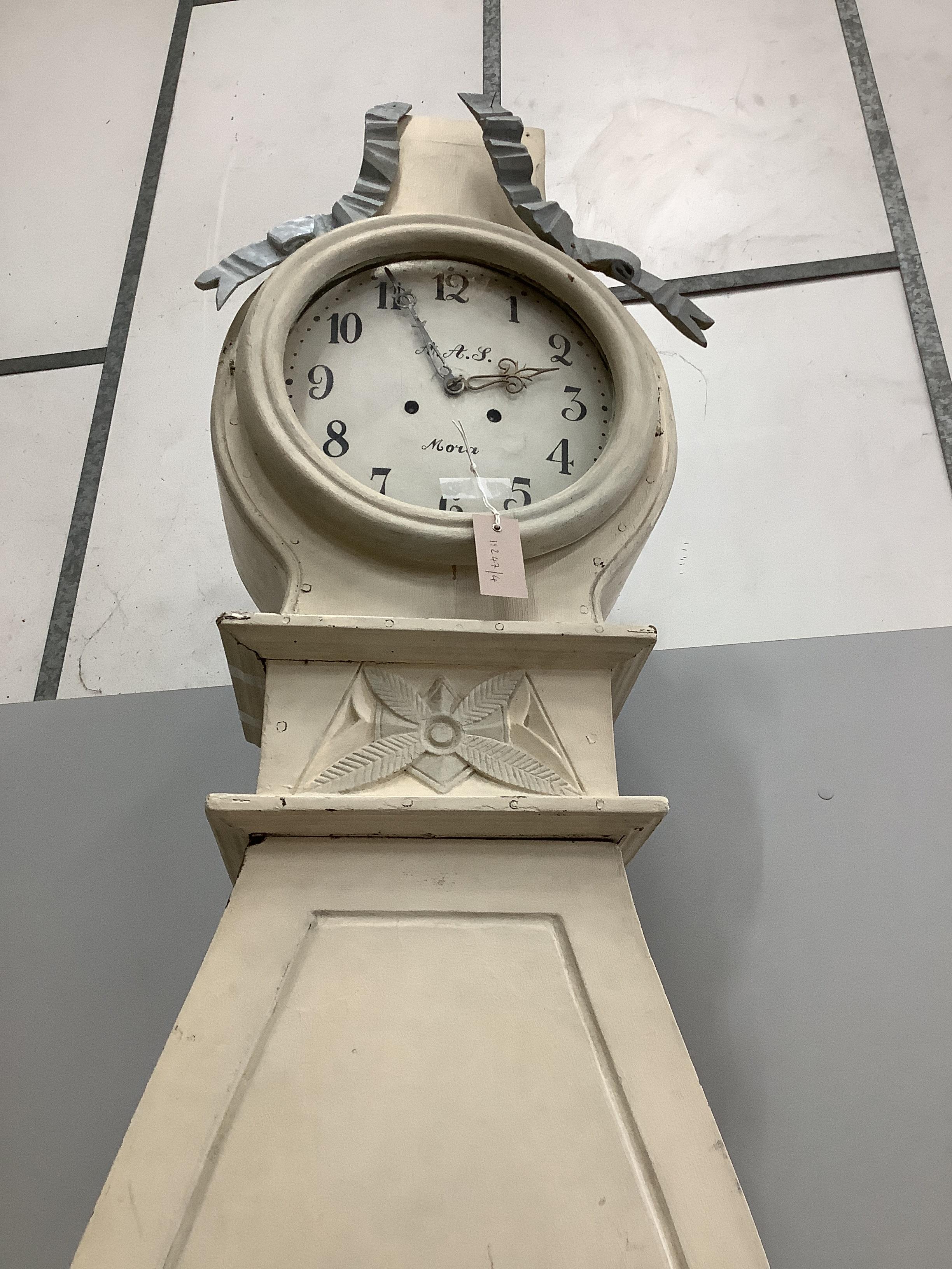 A Swedish Mora longcase clock, height 284cm